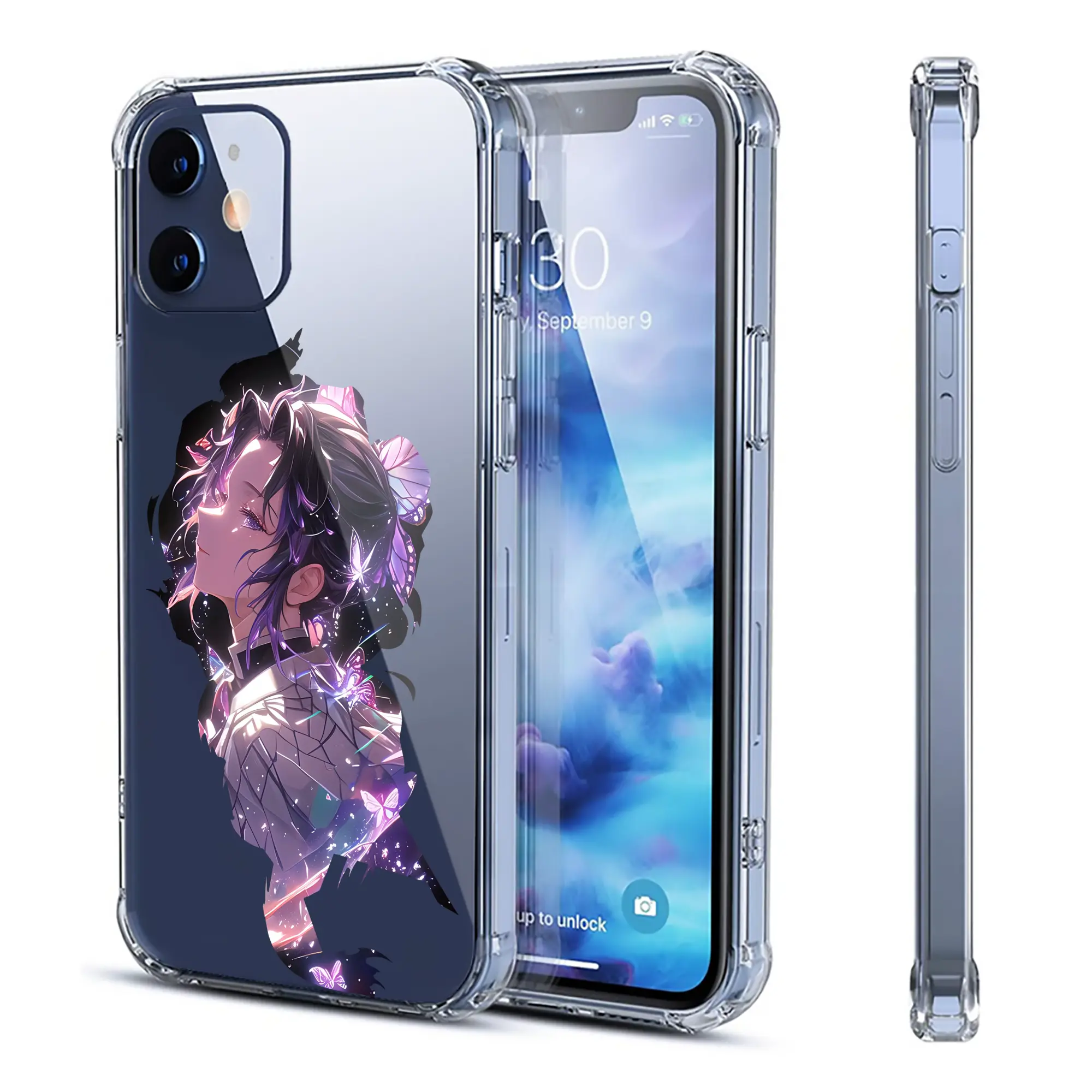 鬼滅の刃 グッズ,胡蝶 しのぶ - IPhone 12シリーズ対応 ・ 透明スマホケース ・ クリアソフトケース ・ TPU素材 ・ 耐衝撃 ・ 高密着 ・ 防汚 防指紋 ・ 簡単着脱